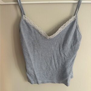 Brandy Melville Striped Lace-Trimmed Women's Top